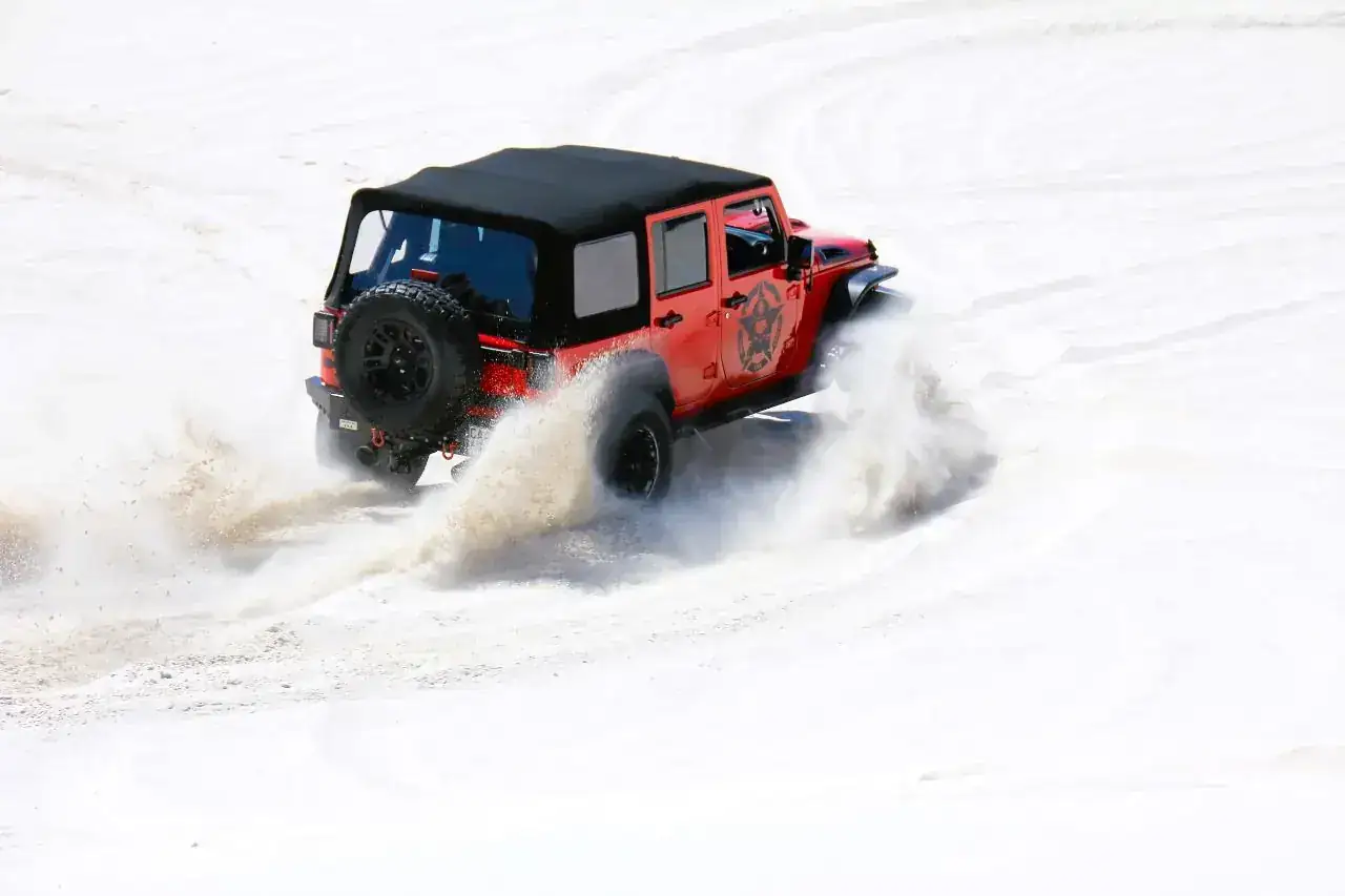 Red Jeep in Atlantis Dunes